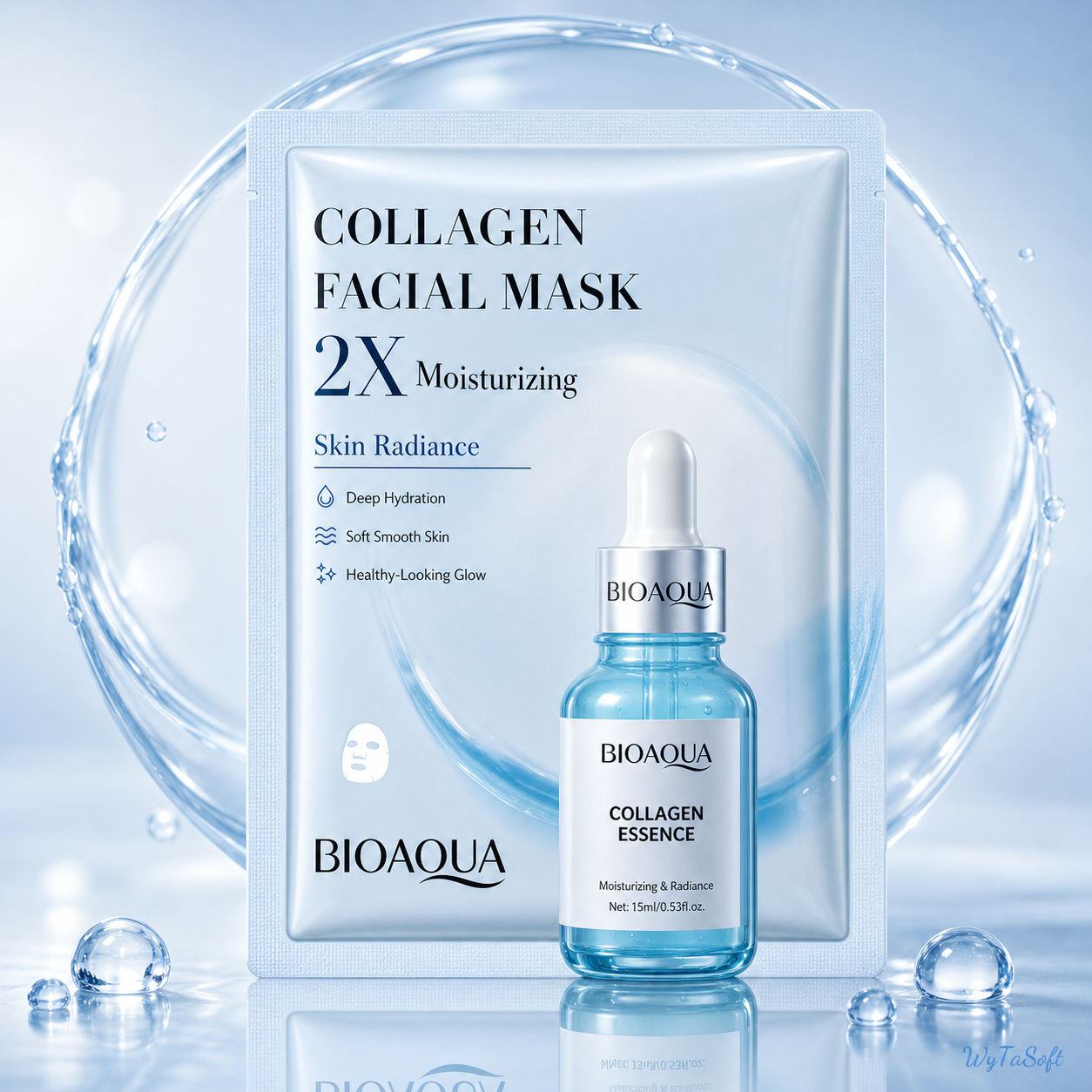 Pack de 4 Masques Visage BIOAQUA 2X – Centella, Collagène, Acide Hyaluronique & Vitamine C